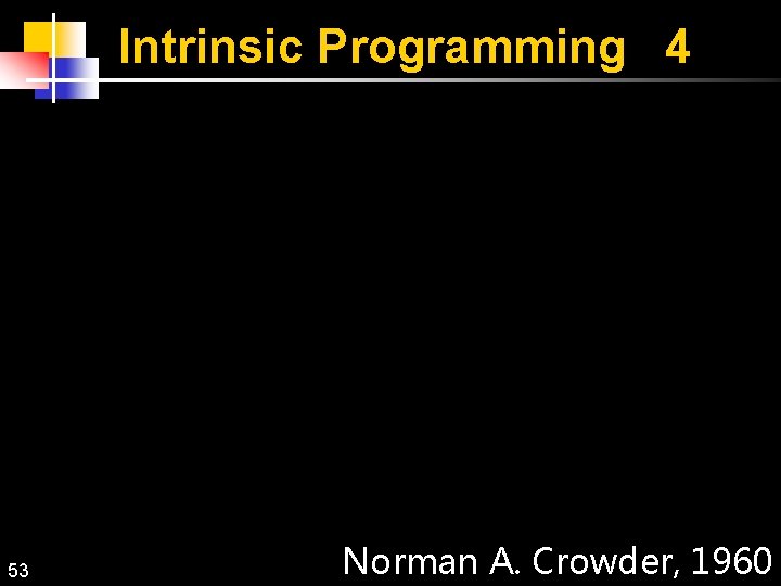 Intrinsic Programming 4 53 Norman A. Crowder, 1960 