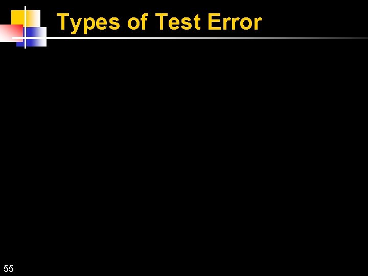 Types of Test Error 55 