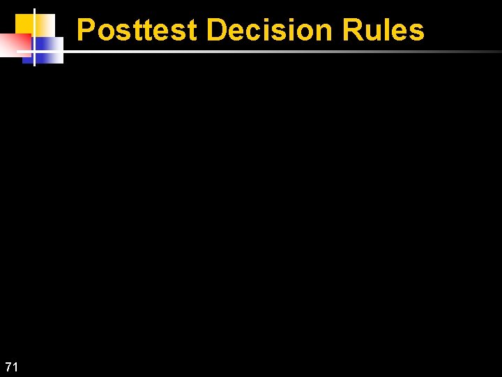 Posttest Decision Rules Number of Items Answered Correctly 71 Number of Items Presented 