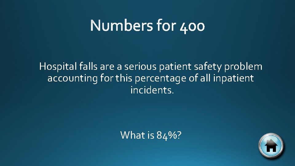 Hospital falls are a serious patient safety problem accounting for this percentage of all