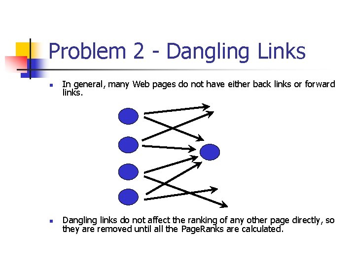 Problem 2 - Dangling Links n In general, many Web pages do not have Problem 2 - Dangling Links n In general, many Web pages do not have
