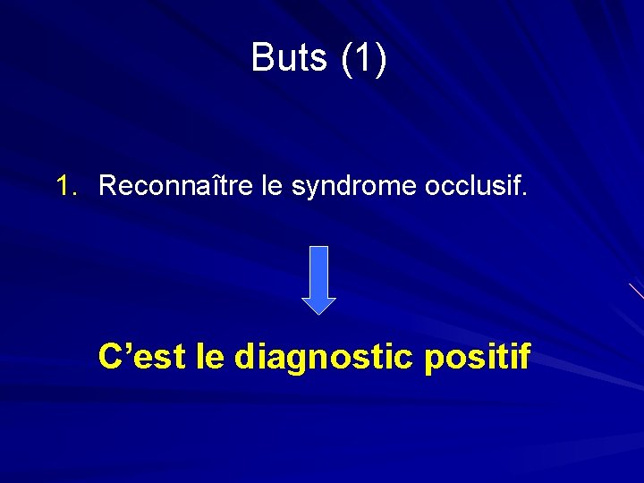 Buts (1) 1. Reconnaître le syndrome occlusif. C’est le diagnostic positif 