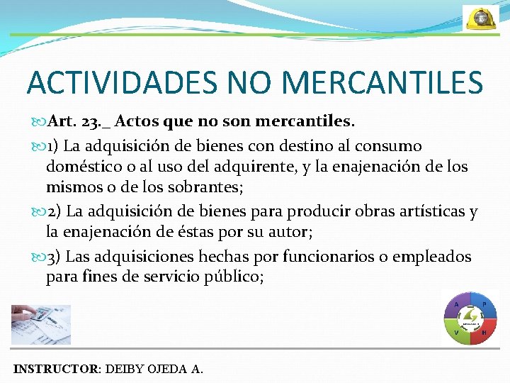 ACTIVIDADES NO MERCANTILES Art. 23. _ Actos que no son mercantiles. 1) La adquisición
