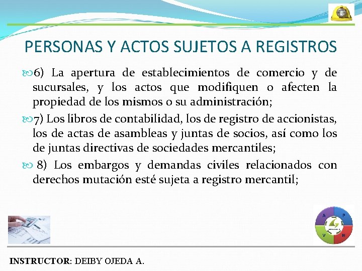 PERSONAS Y ACTOS SUJETOS A REGISTROS 6) La apertura de establecimientos de comercio y