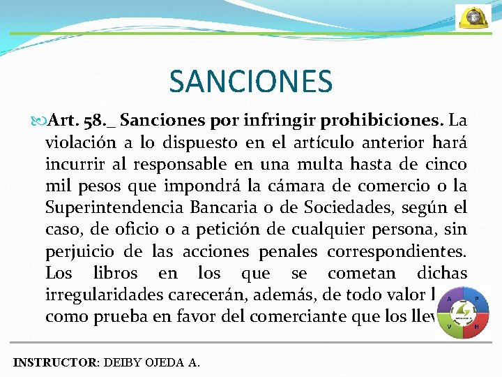 SANCIONES Art. 58. _ Sanciones por infringir prohibiciones. La violación a lo dispuesto en