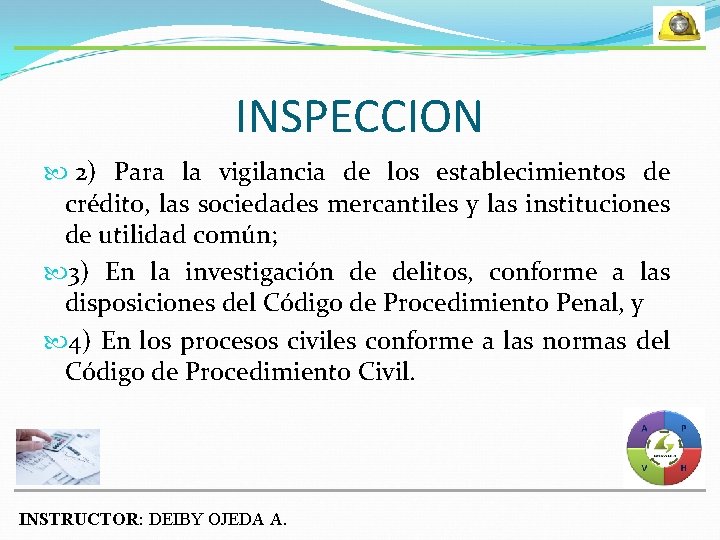 INSPECCION 2) Para la vigilancia de los establecimientos de crédito, las sociedades mercantiles y