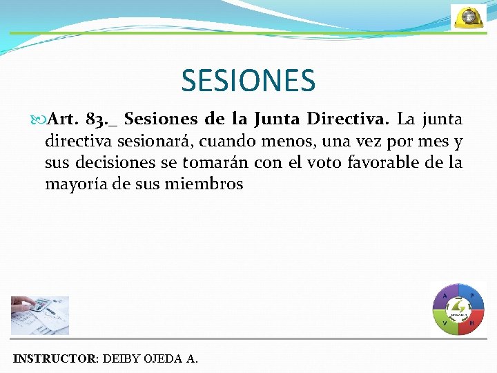 SESIONES Art. 83. _ Sesiones de la Junta Directiva. La junta directiva sesionará, cuando