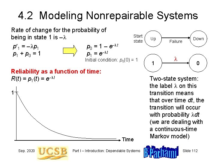 4. 2 Modeling Nonrepairable Systems Rate of change for the probability of being in