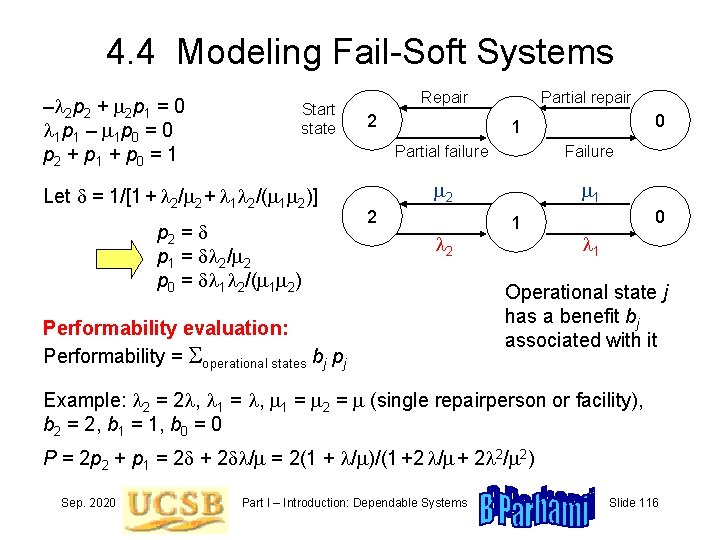 4. 4 Modeling Fail-Soft Systems –l 2 p 2 + m 2 p 1