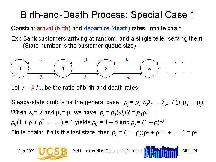 Birth-and-Death Process: Special Case 1 Constant arrival (birth) and departure (death) rates, infinite chain