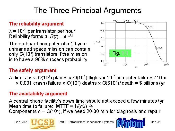 The Three Principal Arguments The reliability argument l = 10– 9 per transistor per