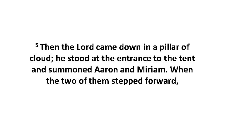 5 Then the Lord came down in a pillar of cloud; he stood at