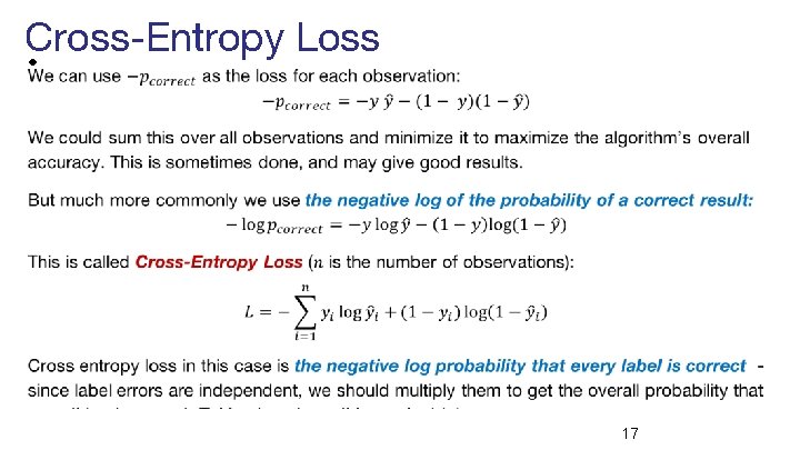 Cross-Entropy Loss • 17 