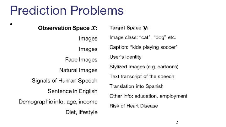 Prediction Problems • 2 