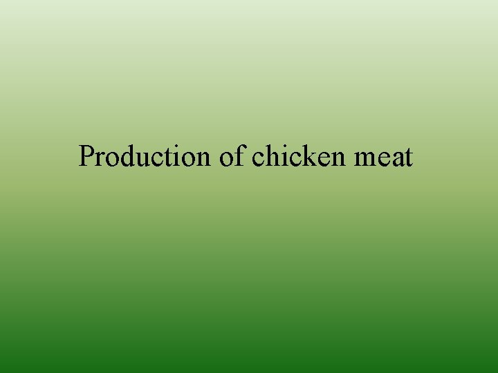 Production of chicken meat Production of chicken meat