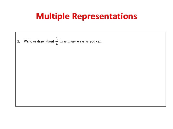 Multiple Representations Multiple Representations