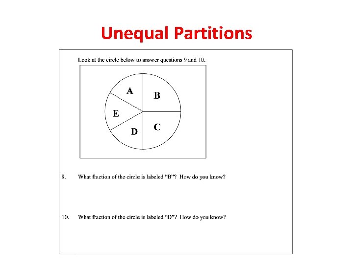 Unequal Partitions Unequal Partitions