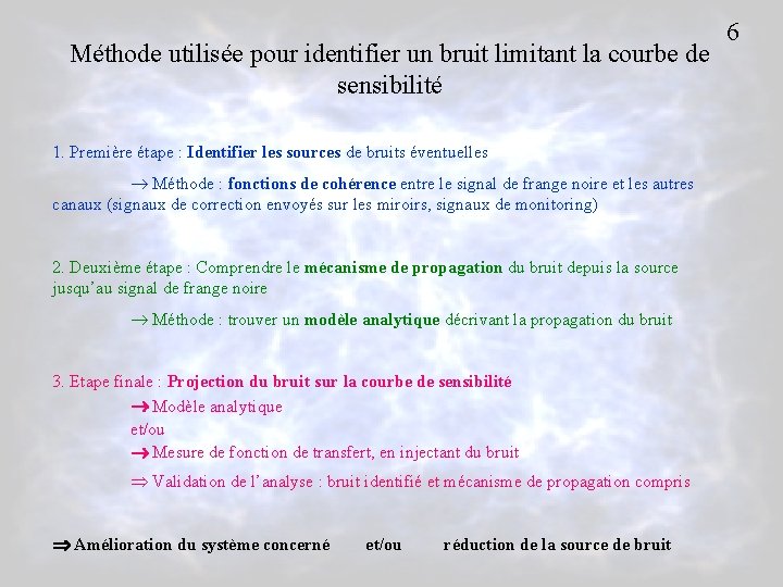 Méthode utilisée pour identifier un bruit limitant la courbe de sensibilité 1. Première étape