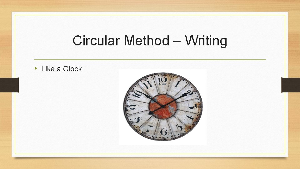 Circular Method – Writing • Like a Clock Circular Method – Writing • Like a Clock