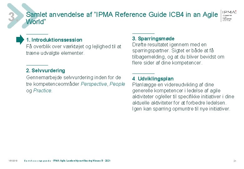 3. Samlet anvendelse af ”IPMA Reference Guide ICB 4 in an Agile World” ____________