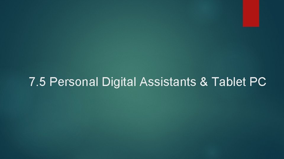 7. 5 Personal Digital Assistants & Tablet PC 