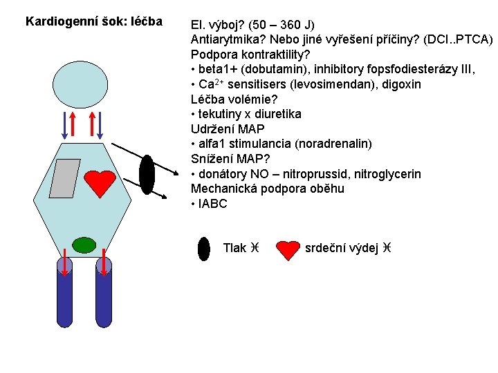 Kardiogenní šok: léčba El. výboj? (50 – 360 J) Antiarytmika? Nebo jiné vyřešení příčiny?