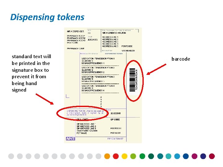 Dispensing tokens standard text will be printed in the signature box to prevent it