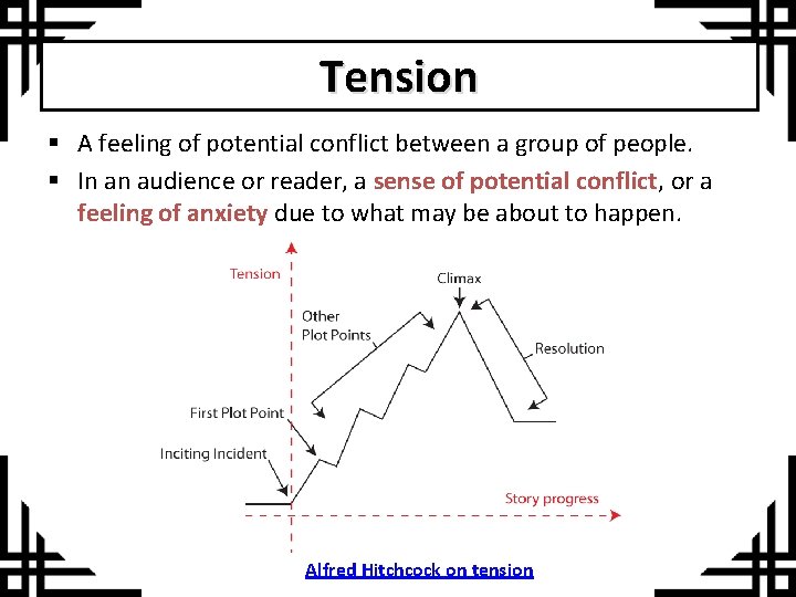 Tension § A feeling of potential conflict between a group of people. § In