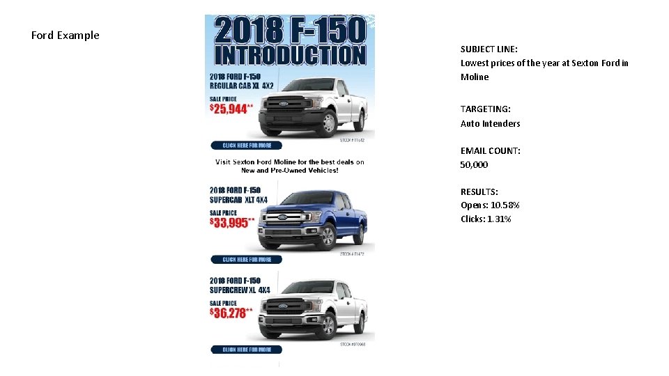 Ford Example SUBJECT LINE: Lowest prices of the year at Sexton Ford in Moline