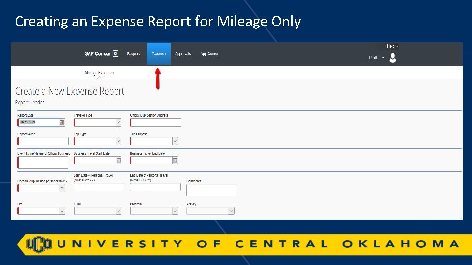 Creating an Expense Report for Mileage Only 