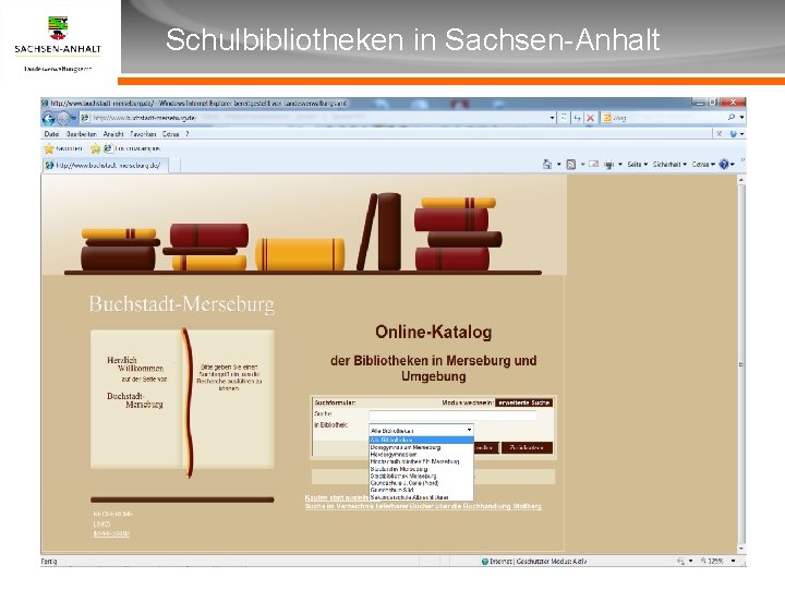 Überschrift Schulbibliotheken in Sachsen-Anhalt Unterüberschrift 