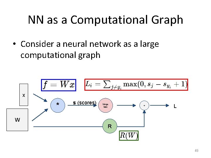 NN as a Computational Graph • Consider a neural network as a large computational
