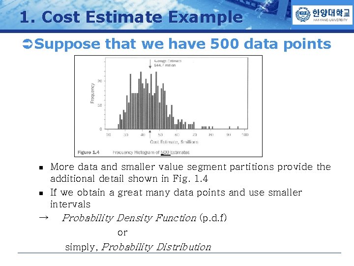 1. Cost Estimate Example COMPANY LOGO Ü Suppose that we have 500 data points