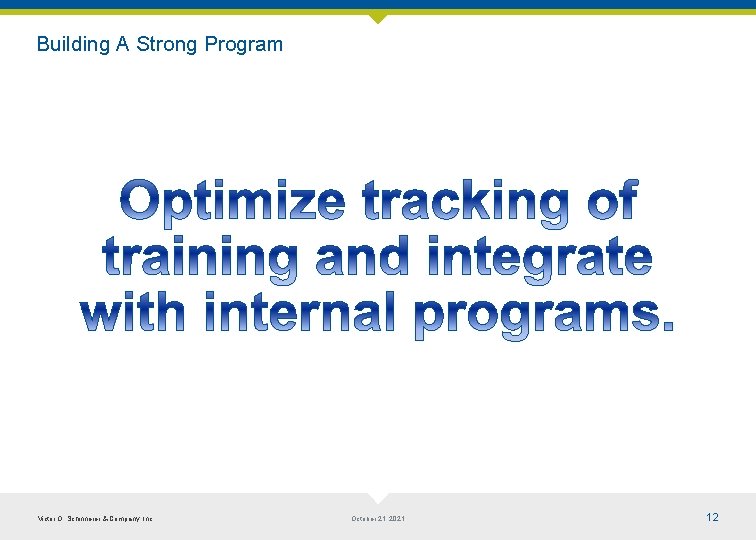 Building A Strong Program Victor O. Schinnerer & Company, Inc. October 21, 2021 12