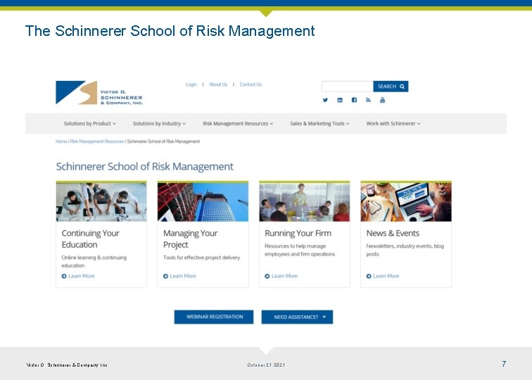 The Schinnerer School of Risk Management Victor O. Schinnerer & Company, Inc. October 21,