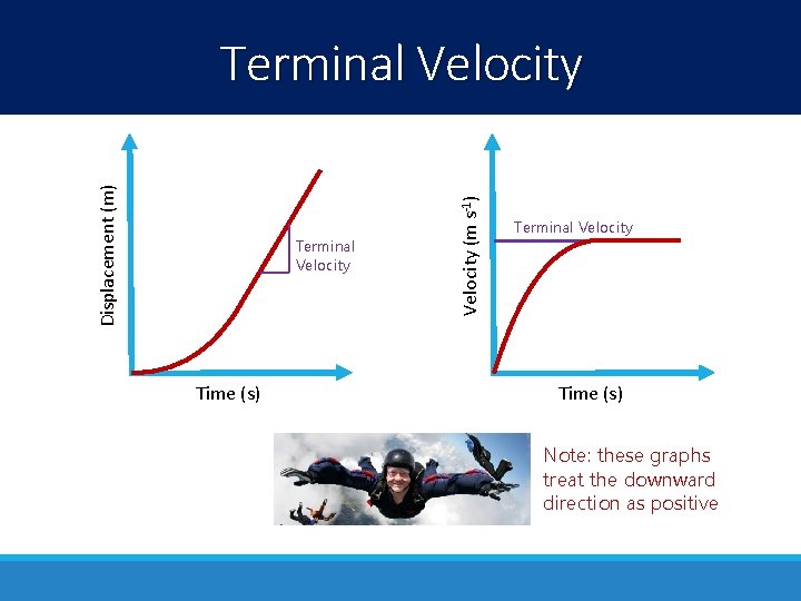 Terminal Velocity Time (s) Velocity (m s-1) Displacement (m) Terminal Velocity Time (s) Note: Terminal Velocity Time (s) Velocity (m s-1) Displacement (m) Terminal Velocity Time (s) Note: