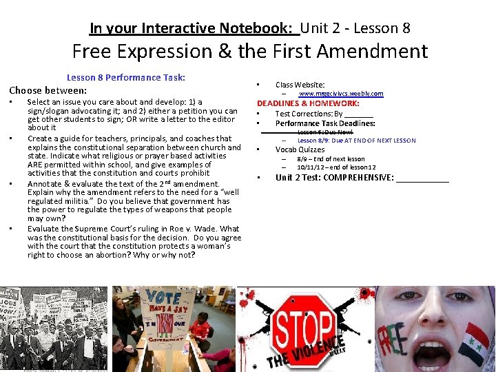 In your Interactive Notebook: Unit 2 - Lesson 8 Free Expression & the First