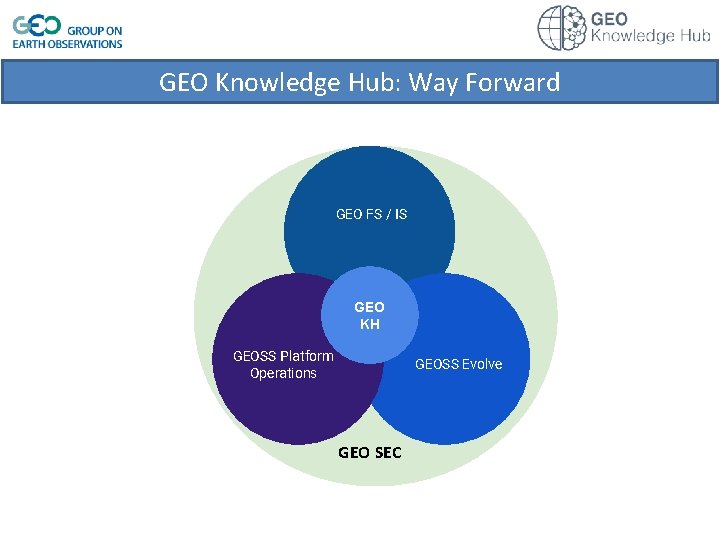 GEO Knowledge Hub: Way Forward GEO FS / IS GEO KH GEOSS Platform Operations
