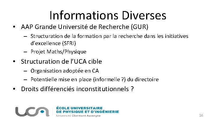 Informations Diverses • AAP Grande Université de Recherche (GUR) – Structuration de la formation