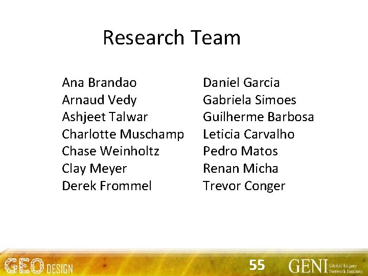 Research Team Ana Brandao Arnaud Vedy Ashjeet Talwar Charlotte Muschamp Chase Weinholtz Clay Meyer