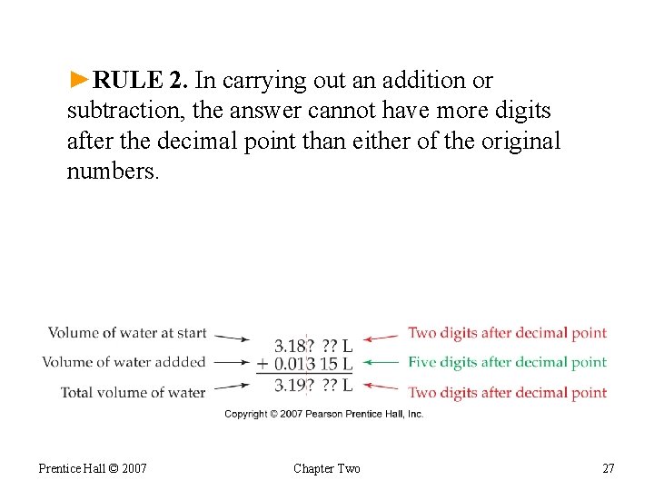 ►RULE 2. In carrying out an addition or subtraction, the answer cannot have more