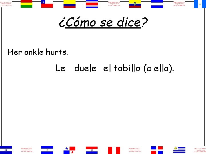 ¿Cómo se dice? Her ankle hurts. Le duele el tobillo (a ella). 