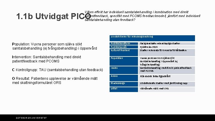 Vilken effekt har individuell samtalsbehandling i kombination med direkt patientfeedback, specifikt med PCOMS feedbackmodell,