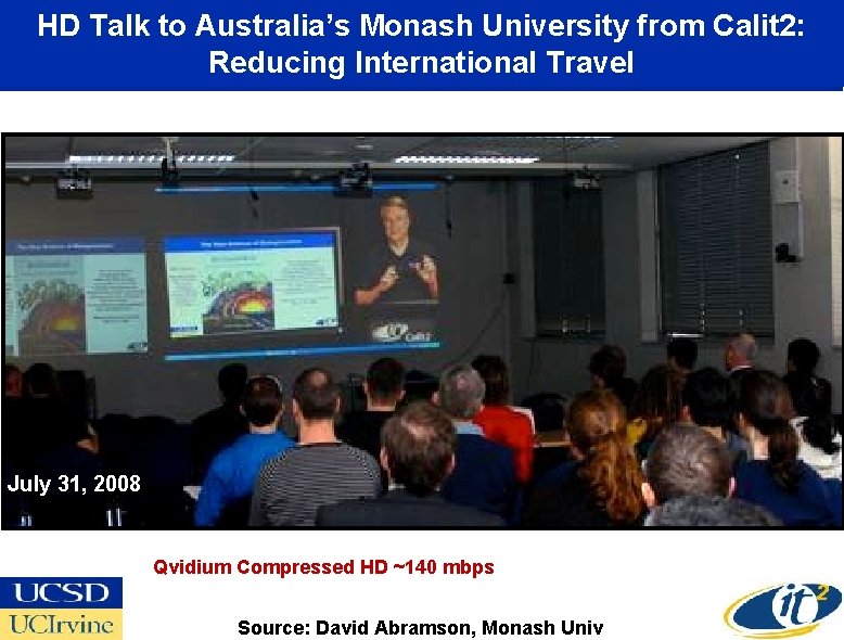 HD Talk to Australia’s Monash University from Calit 2: Reducing International Travel July 31,