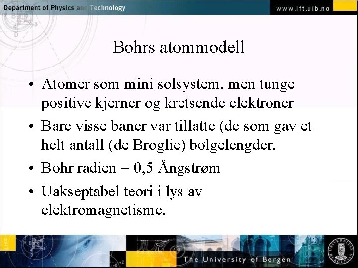 Bohrs atommodell • Atomer. Normal som mini solsystem, men tunge text - click to