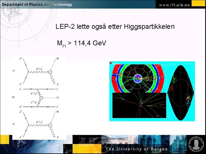 LEP-2 lette også etter Higgspartikkelen MH > 114, 4 Ge. V Normal text -