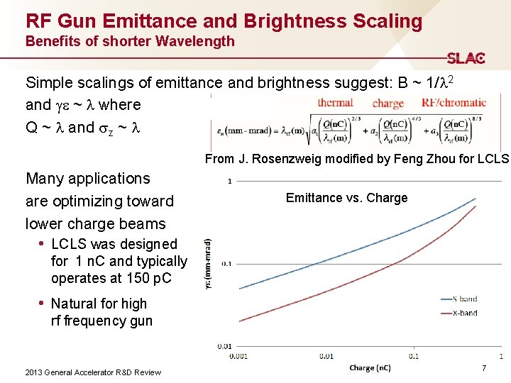 RF Gun Emittance and Brightness Scaling Benefits of shorter Wavelength Simple scalings of emittance