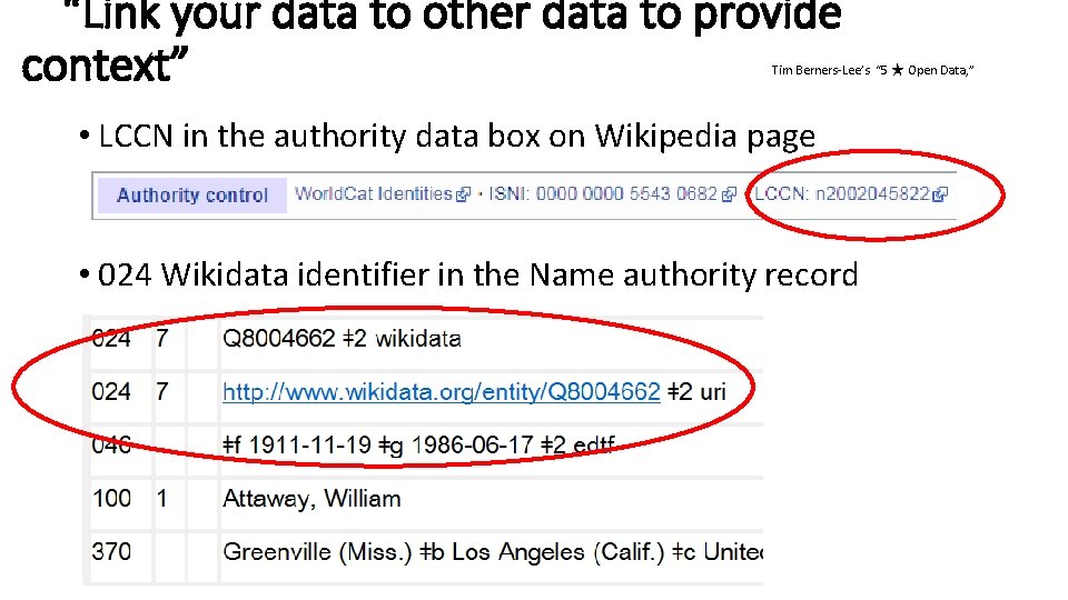 “Link your data to other data to provide context” Tim Berners-Lee’s “ 5 ★