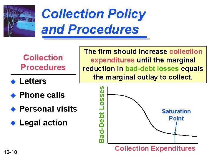 Collection Policy and Procedures u Letters u Phone calls u Personal visits u Legal