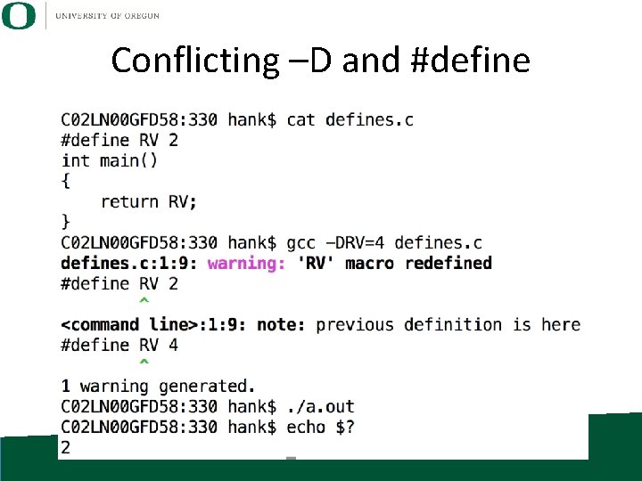 Conflicting –D and #define 